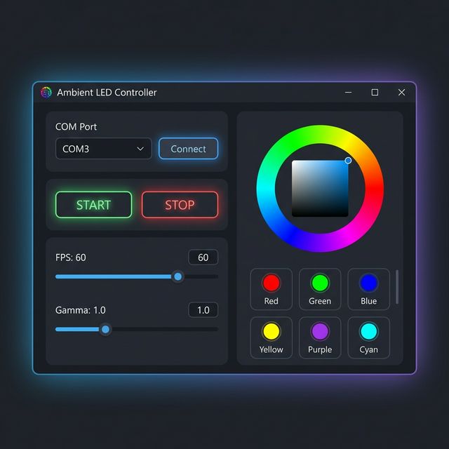 Gleons App Interface showing color picker and controls